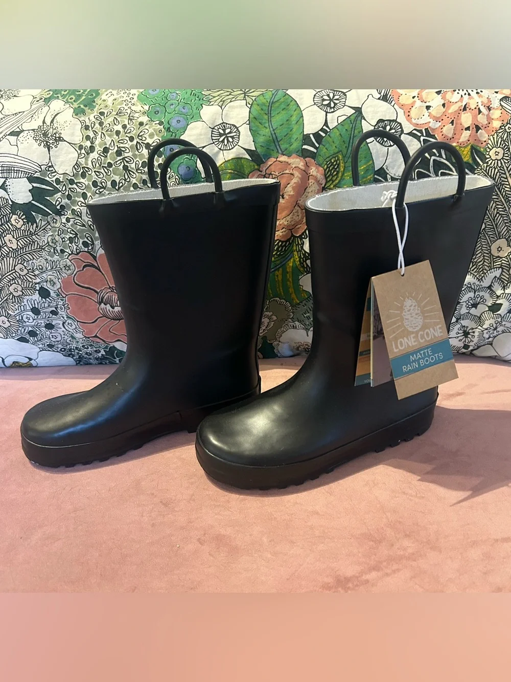 Lone Cone Kids Matte Black Rain Boots